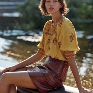 Anthropologie Maeve Faux Patent Leather Skirt, Size 4
